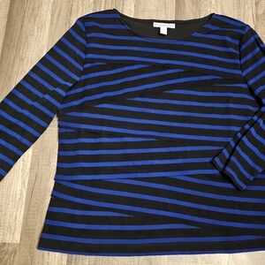 Striped Blue and Black Long Sleeve Top